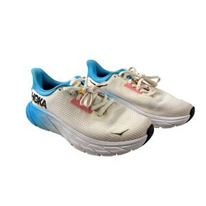 Hoka One One Arahi 7 Running Shoes White Blue Stability Sneakers Women's US 8